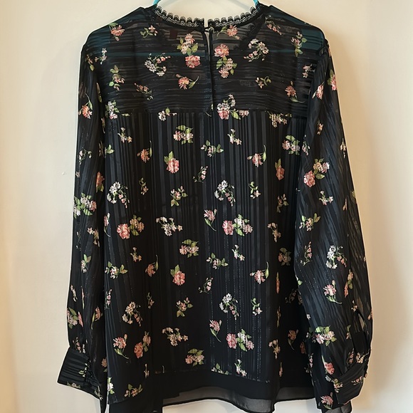 ModCloth Semi Sheer Black Floral Blouse - Picture 4 of 7